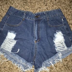 Hi rise jean shorts dark wash